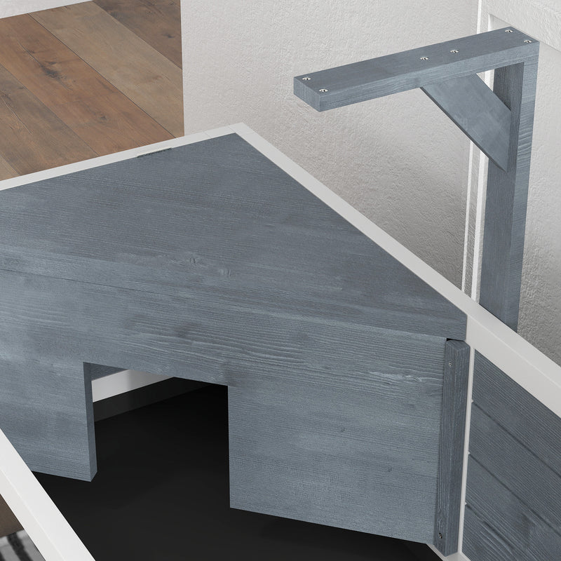 Wooden Tortoise House with Storage Shelf Clear Windows Lamp Holder and Tray Grey by PawHut