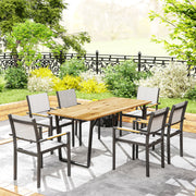 Large Rectangular Garden Table for 6 with Parasol Hole Weather Resistant Wood