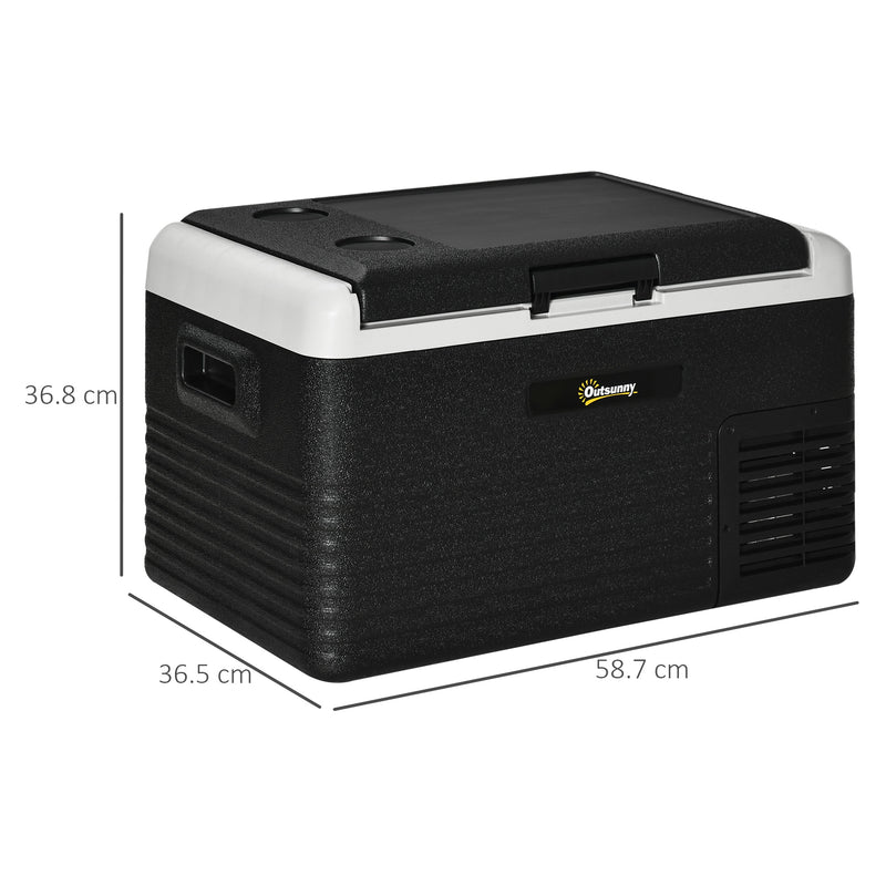 30L Portable Car Fridge with Fast Cooling Ideal for Travel and Camping Grey and Black AOSOM
