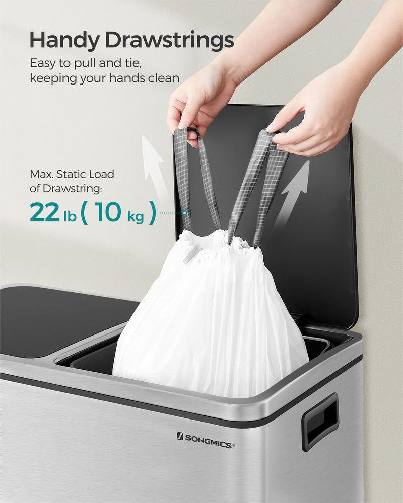 30L Drawstring Bin Bags 180 Strong Rubbish Sacks in 4 Rolls for Kitchen by Songmics (Liner Code 30A)