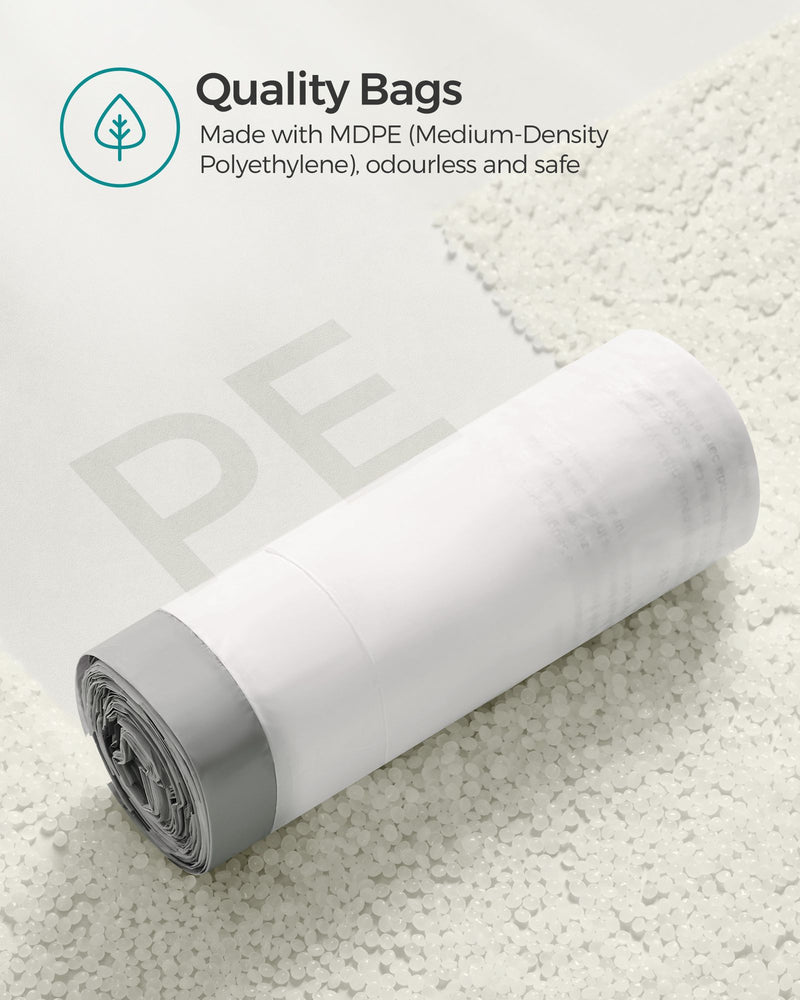 30L Drawstring Bin Bags 180 Strong Rubbish Sacks in 4 Rolls for Kitchen by Songmics (Liner Code 30A)