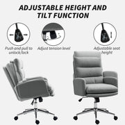 Grey Sherpa Fleece Office Chair Adjustable Height 91 to 99cm for Home or Office by HOMCOM