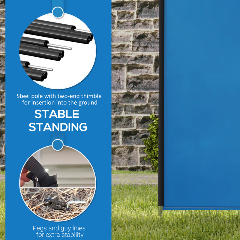 4 Pole Camping Windbreak With Steel Frame and Carry Bag For Beach or Caravan Use Blue AOSOM