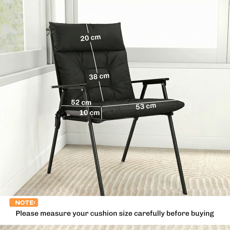 Garden Chair Cushion Set of 4 for Outdoor Comfort Water-Repellent and UV Resistant Black Outsunny