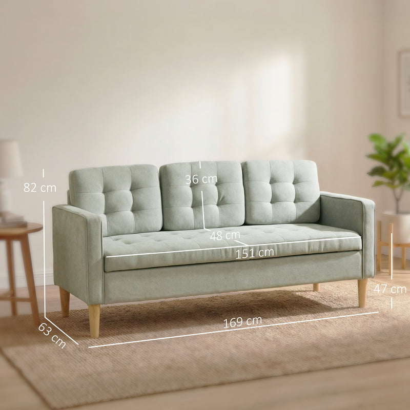 3 Seater Sofa with Hidden Storage for Small Living Rooms Light Grey AOSOM