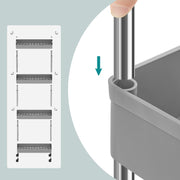 4 Tier Slim Storage Trolley with Wheels Space Saving Organiser for Kitchen or Bathroom by Songmics