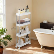4 Tier Slim Rolling Storage Trolley with Wheels for Kitchen Bathroom or Living Room by Songmics