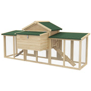 Large Wooden Chicken Coop With Run and Nesting Box for Garden Poultry, Natural Wood Finish