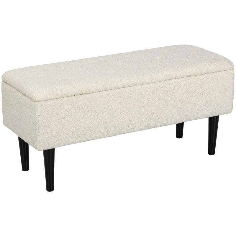Cream 47L Teddy Fleece Storage Ottoman Soft Padded Seat by HOMCOM