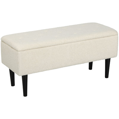 Cream 47L Teddy Fleece Storage Ottoman Soft Padded Seat by HOMCOM