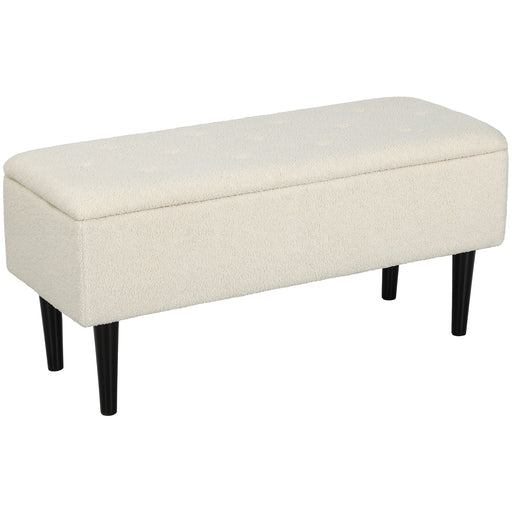 Cream 47L Teddy Fleece Storage Ottoman Soft Padded Seat by HOMCOM