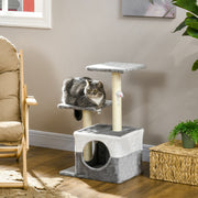 Multi Level Cat Tree with Sisal Scratching Posts Perches and Toy Mouse for Indoor Fun Grey