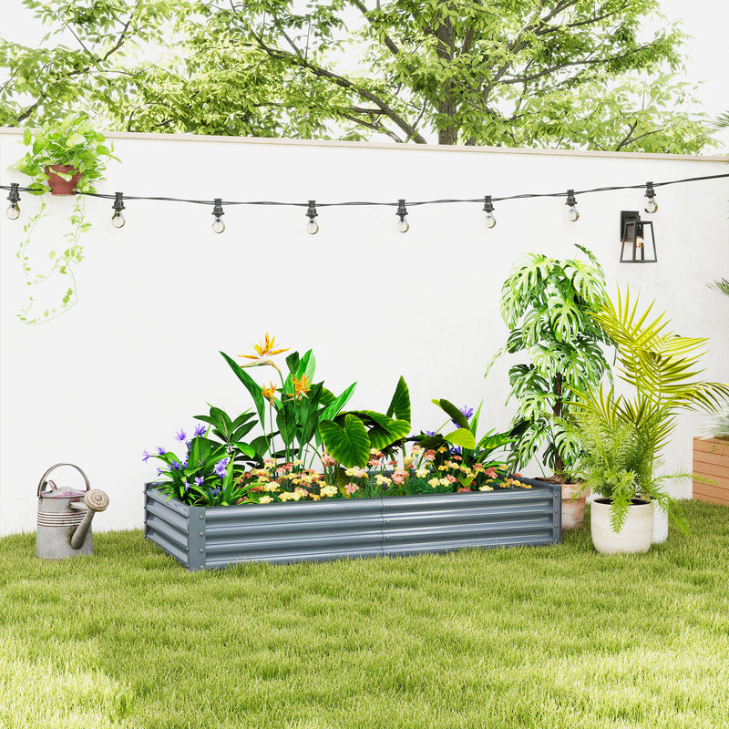 Silver 180 x 90cm Galvanised Steel Raised Garden Planter for Vegetables by Outsunny