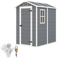 Grey 4 x 6ft Plastic Garden Shed With Floor, Window, Lockable Door, and Vents by Outsunny