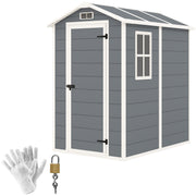 Grey 4 x 6ft Plastic Garden Shed With Floor, Window, Lockable Door, and Vents by Outsunny