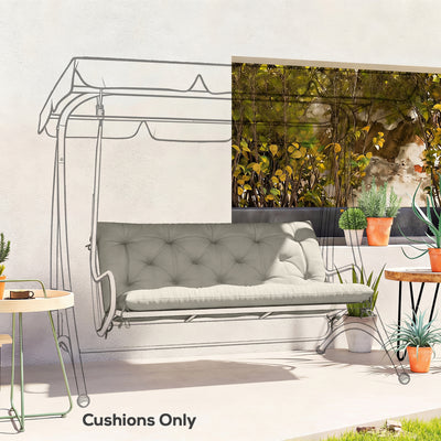 Outdoor Bench Cushion for 2 Seater Benches or Swing Chairs Easy Care Light Grey AOSOM