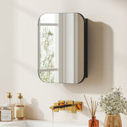 Bathroom Wall Cabinet with Mirror and Adjustable Shelves for Small Spaces 40x10x51cm,  Black Homcom