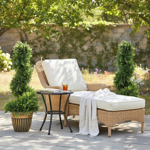 Set of 2 Spiral Topiary Artificial Cypress Trees with Pots for Indoor or Outdoor Use Green