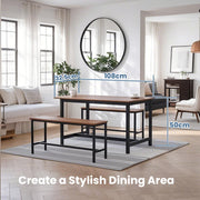 Set of 2 Dining Benches with Sturdy Metal Frame for Kitchen or Dining Room by Vasagle