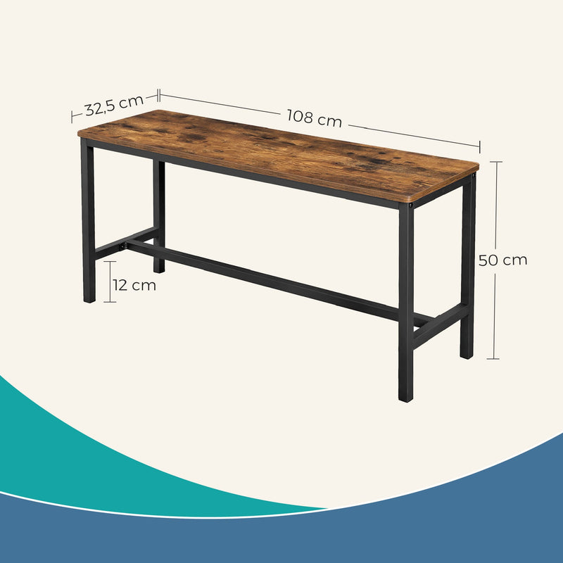 Set of 2 Dining Benches with Sturdy Metal Frame for Kitchen or Dining Room by Vasagle
