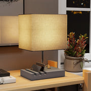 Modern Bedside Table Lamp with USB Charging Ports and Phone Holders for Bedroom Grey AOSOM