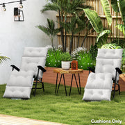 Light Grey Sun Lounger Cushions Set of 2 Thick Replacement Pads with Ties UPF20+ by Outsunny