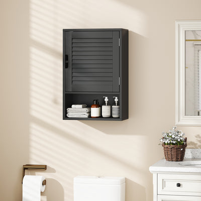Wall Mounted Bathroom Cabinet With Adjustable Shelves Ideal For Compact Spaces Black AOSOM