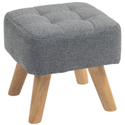 Grey Linen Look Square Padded Footstool Comfortable Ottoman Seat by HOMCOM