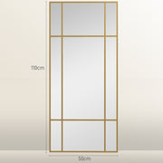 Decorative Grid Wall Mirror With Hanging Hooks Ideal for Hallway or Living Room Gold Tone