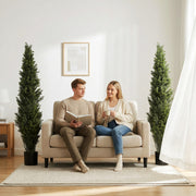 Artificial Cypress Trees Set of 2 for Tidy Low Maintenance Front Door Display Green Homcom