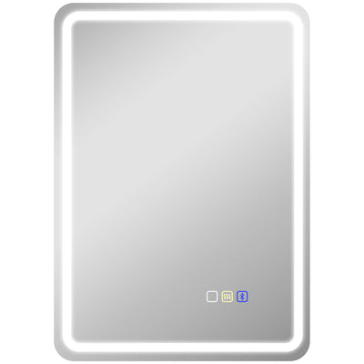 Bluetooth LED Bathroom Mirror Silver 50 x 70 cm with Anti-Fog and Touch Control