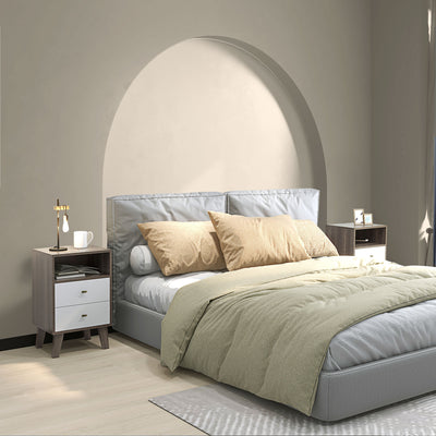 Industrial Style Bedside Table with Drawer and Open Shelf Ideal for Bedroom Storage Grey