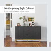 Sideboard with 3 Drawers and Adjustable Shelves for Storage in Living Room Black