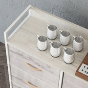 Rustic Wooden Chest with Six Fabric Drawers for Bedroom or Living Room Storage