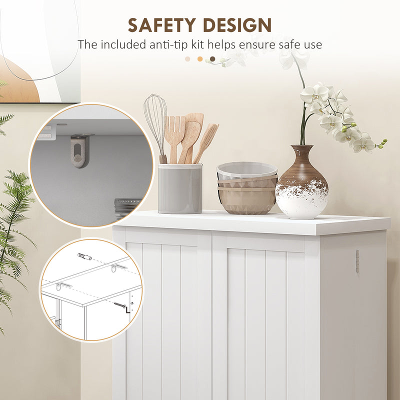 Freestanding Kitchen Storage Cupboard with Adjustable Shelves Ideal for Home Organisation White