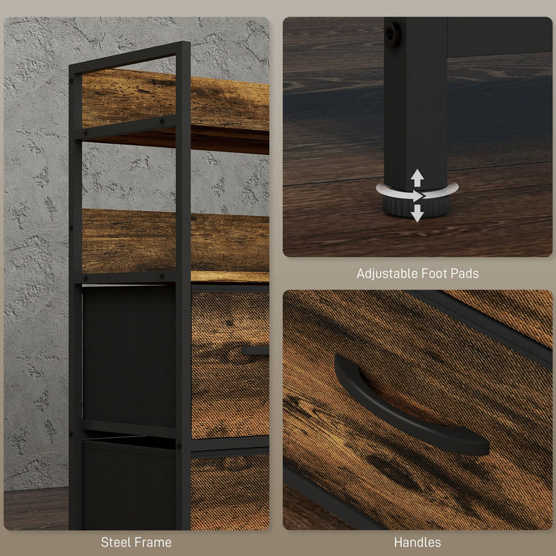 Rustic Storage Chest with 7 Fabric Drawers Ideal for Bedroom or Hallway Rustic Brown