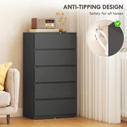 Chest of Drawers with 5 Spacious Storage Drawers for Bedroom Organisation Black AOSOM