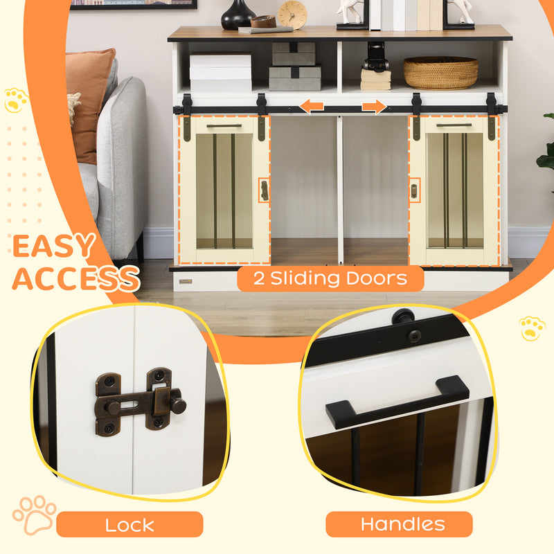 Indoor Dog Crate Furniture with Adjustable Divider for Small to Large Dogs White