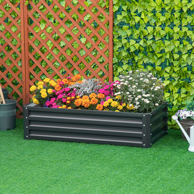 Grey Galvanised Raised Garden Beds for Herbs and Vegetables on Patio or Balcony