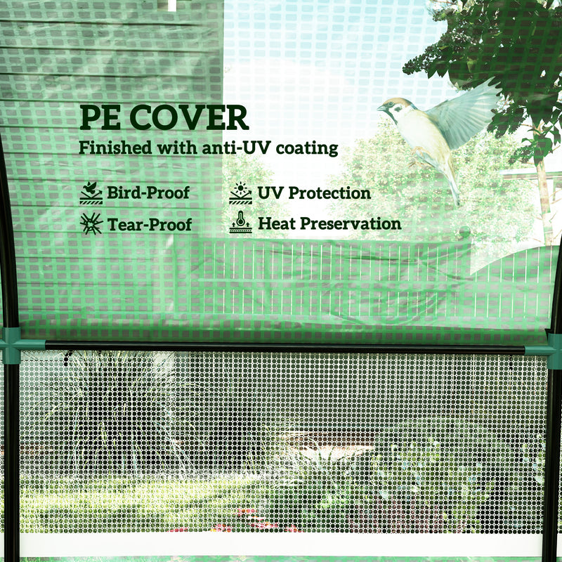 3x3m Walk In Polytunnel Greenhouse Green Weather-Resistant Grow Tent by Outsunny