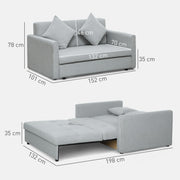Light Grey 2 Seater Sofa Bed with Cushions and Hidden Storage for Living Room by HOMCOM