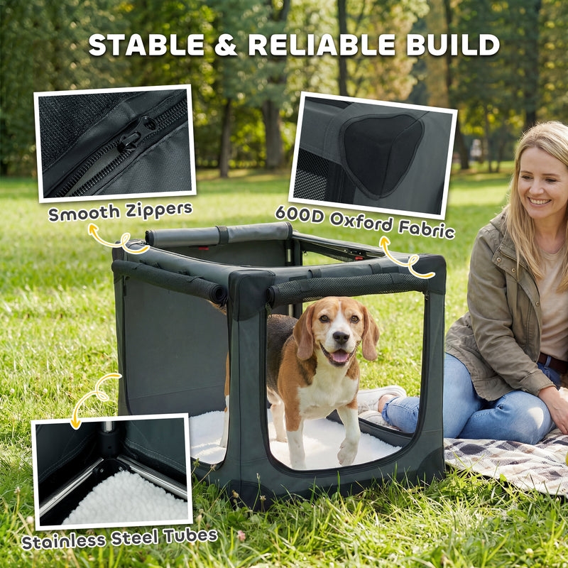 Foldable Dog Carrier for Travel and Home with Washable Cushion Army Green