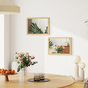HOMCOM Wall Bathroom Mirror, 30 x 40 cm Wall-Mounted Mirror for Living Room, Bedroom, Hallway, Set of 2, Natural AOSOM