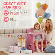 Kids Table and Chair Set With Storage Bins For Play and Learning Activities Pink AOSOM