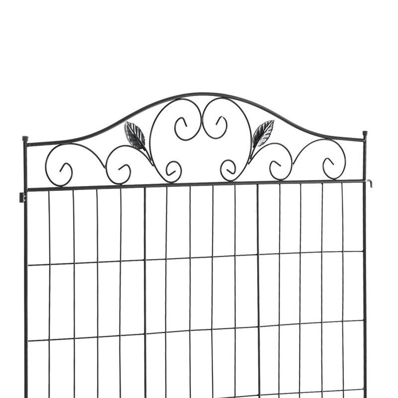 Set of 8 Decorative Metal Garden Fence Panels for Patio or Lawn Use 365cm Black