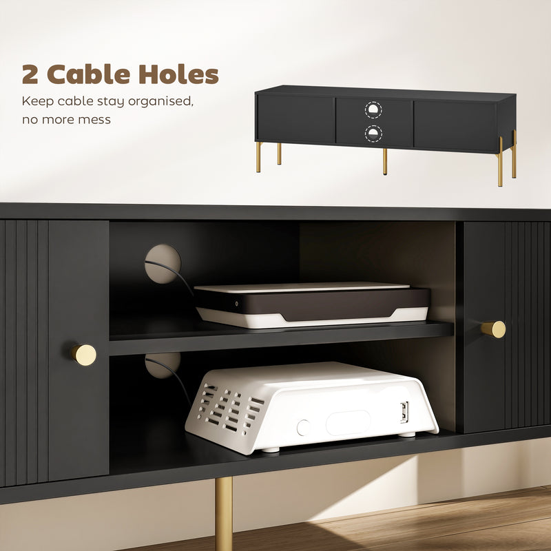 TV Stand with Cupboards and Open Shelves for Organised Living Room Black