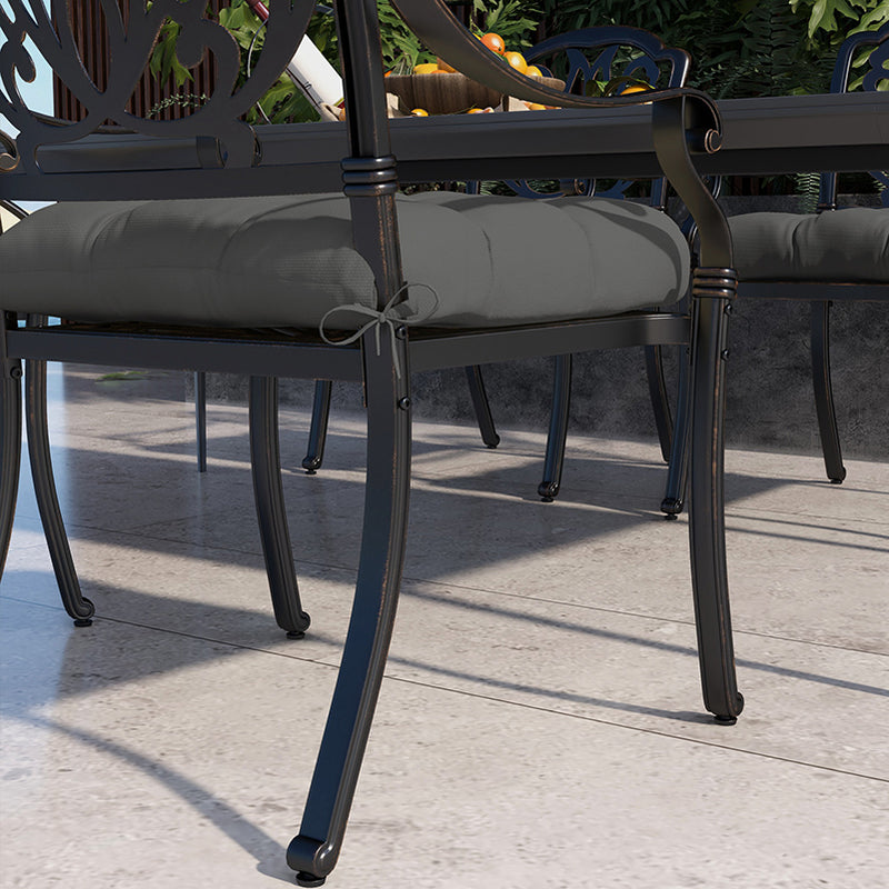 Charcoal Grey 4 Piece Garden Chair Cushion Set With Ties For Indoor Or Outdoor Use