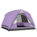 3 Person Waterproof Dome Tent for Quick Camping Shelter with Mesh Windows Purple Grey