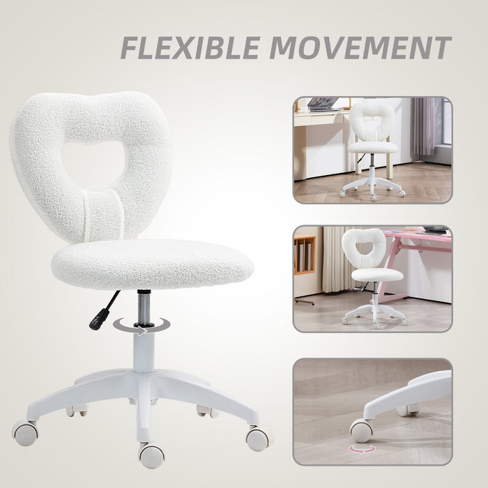 White Teddy Fleece Swivel Office Chair with Adjustable Height by HOMCOM