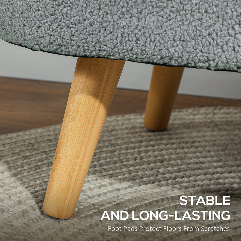 Grey Teddy Fleece Storage Ottoman Footstool with Padded Lid by HOMCOM